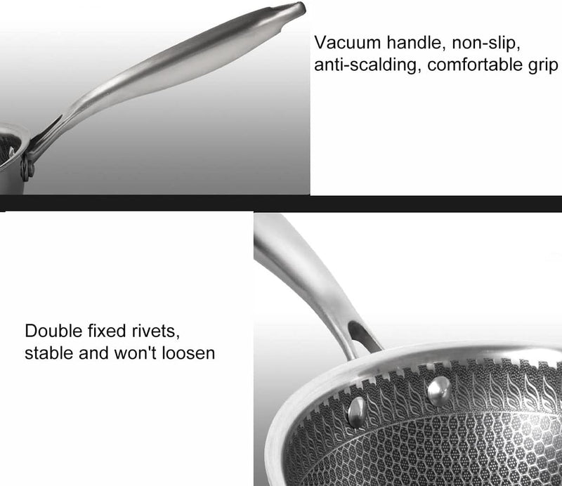 Double Sided Honeycomb Print Laser Coated Wok With Handle & Lid Techmanistan