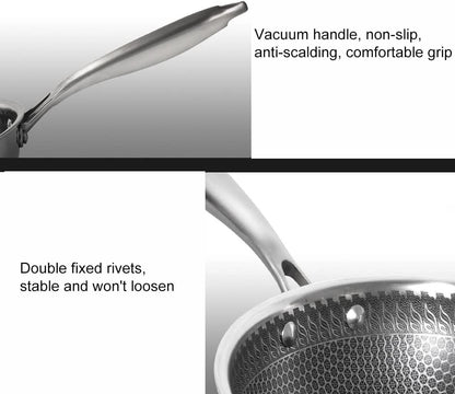 Double Sided Honeycomb Print Laser Coated Wok With Handle & Lid Techmanistan