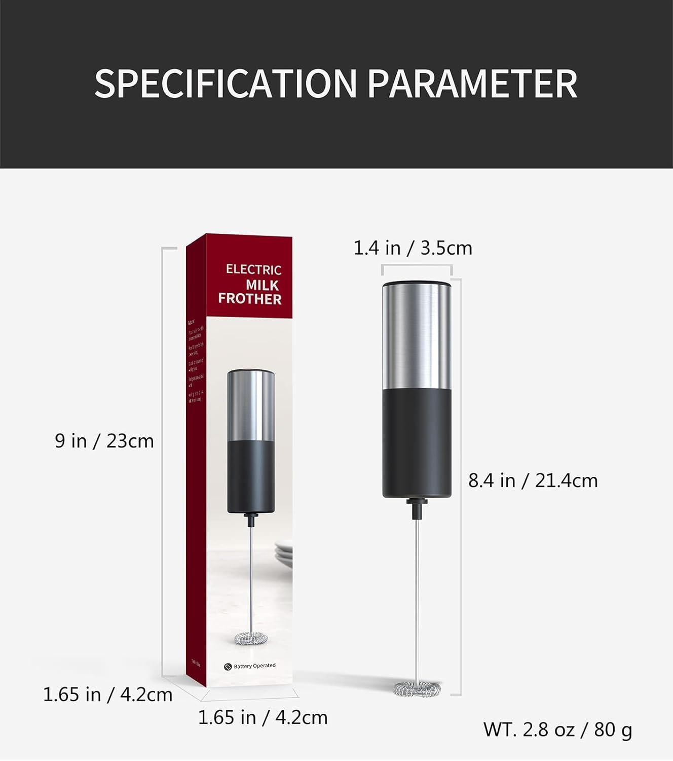 Handheld Battery-Operated Electric Milk Frother Techmanistan