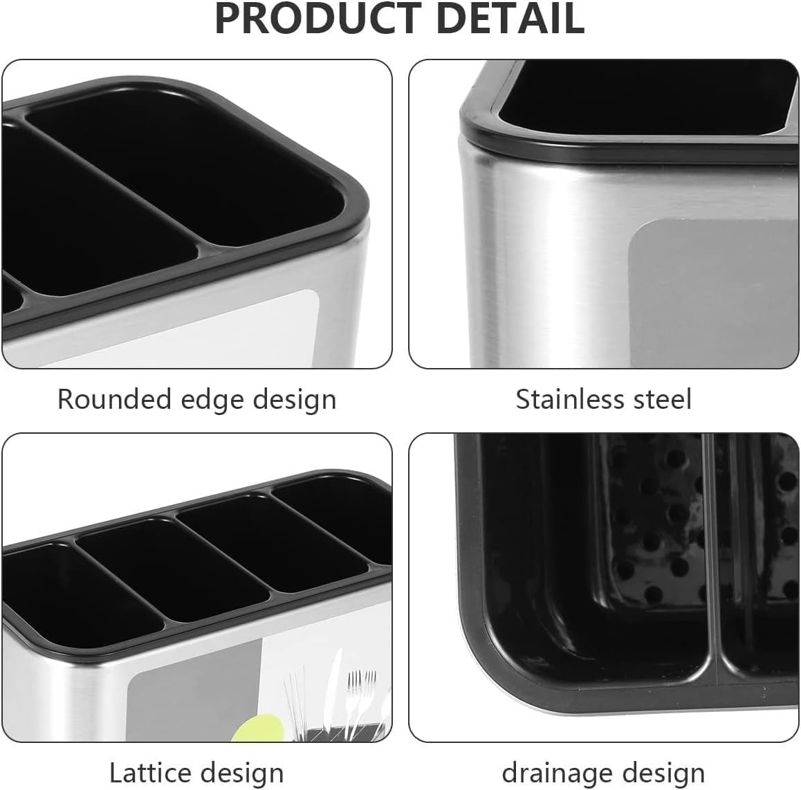 4 Compartment Cutlery Holder with Draining Tray