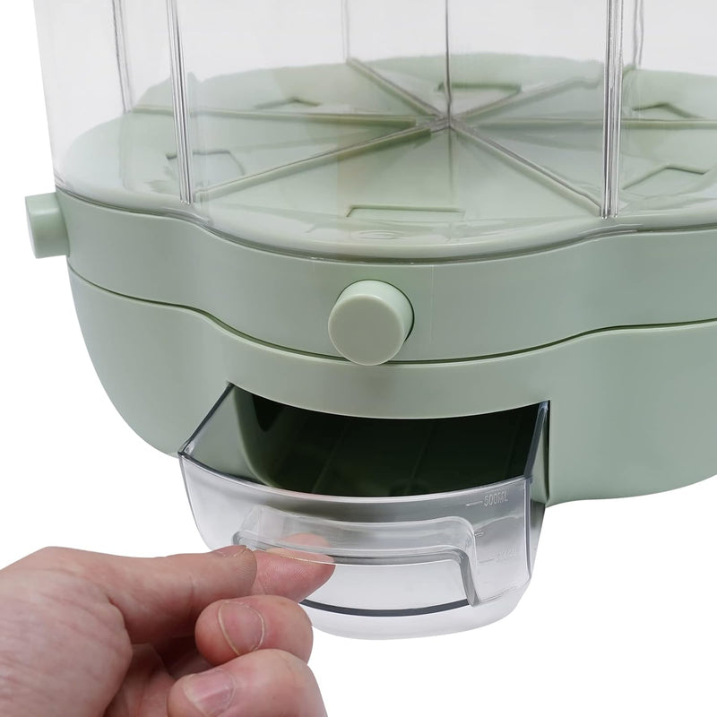 6-Compartment Rotating Rice Storage Dispenser – Flower Pattern, 7L Cereal Container