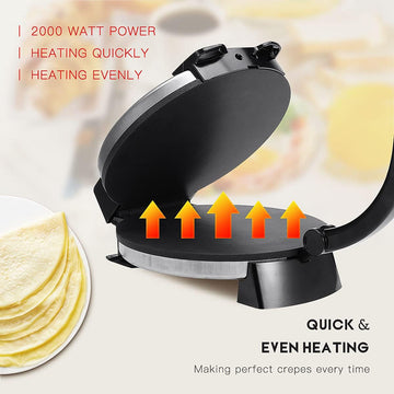 1100W Electric Roti Maker, 10" Surface Tortilla Press