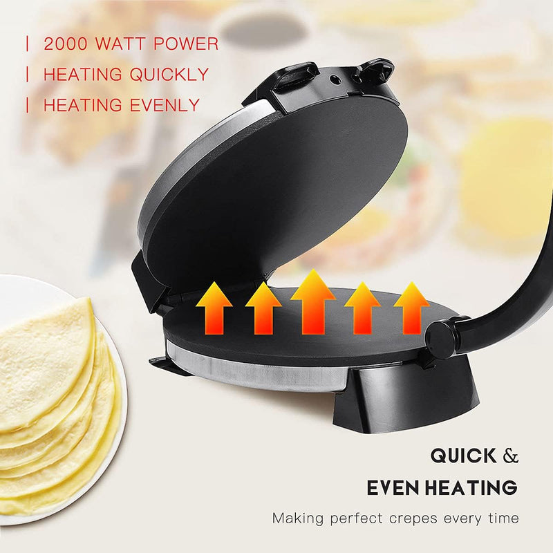 1100W Electric Roti Maker, 10" Surface Tortilla Press