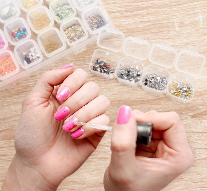 28-Compartment Transparent Plastic Storage Box With Lid | Jewelry Box