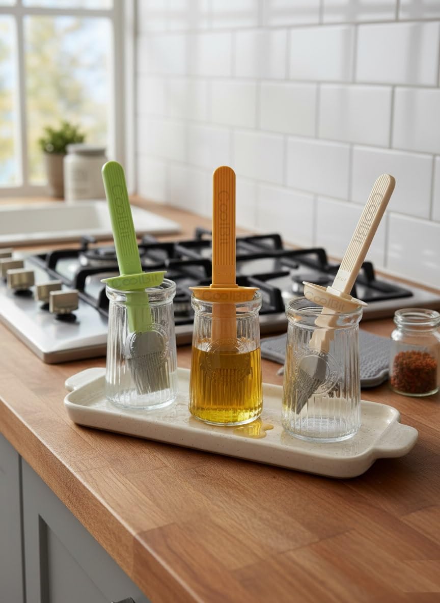 Set of 3 - Oil Dispenser Bottle with Silicone Brush Techmanistan