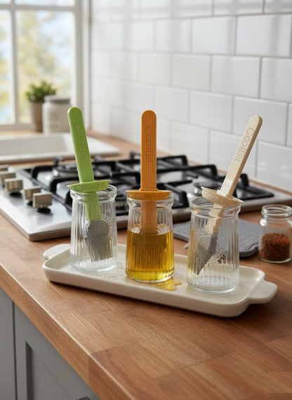 Set of 3 - Oil Dispenser Bottle with Silicone Brush Techmanistan