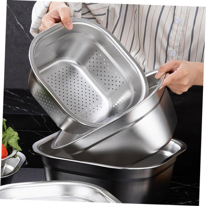 Kitchen Sink Rice Washing Bowl with Strainer Drainer Basket