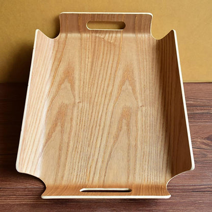 Curved Wooden Serving Tray with Handles