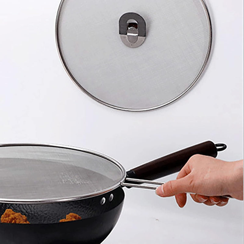 Fine Mesh Splatter Screen with Fold-Flat Knob – 29cm Stainless Steel Oil Splash Guard