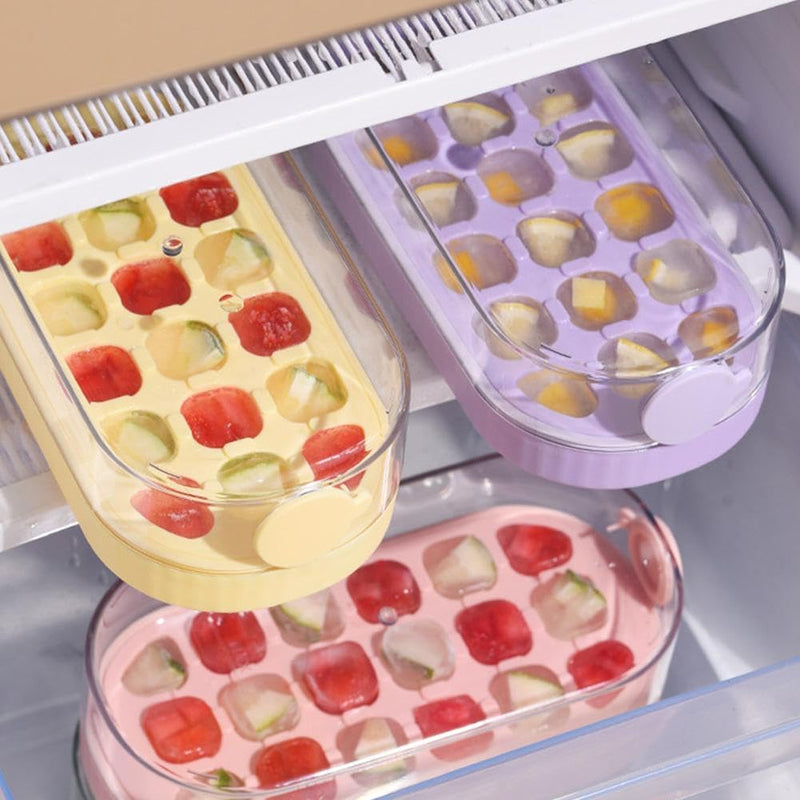 Random Colour - 2 in 1 Ice Cube Bottle Tray - 800ml 24 Cubes Vertical Ice Maker Cup for Freezer