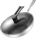 Double Sided Honeycomb Print Laser Coated Wok With Handle & Lid Techmanistan