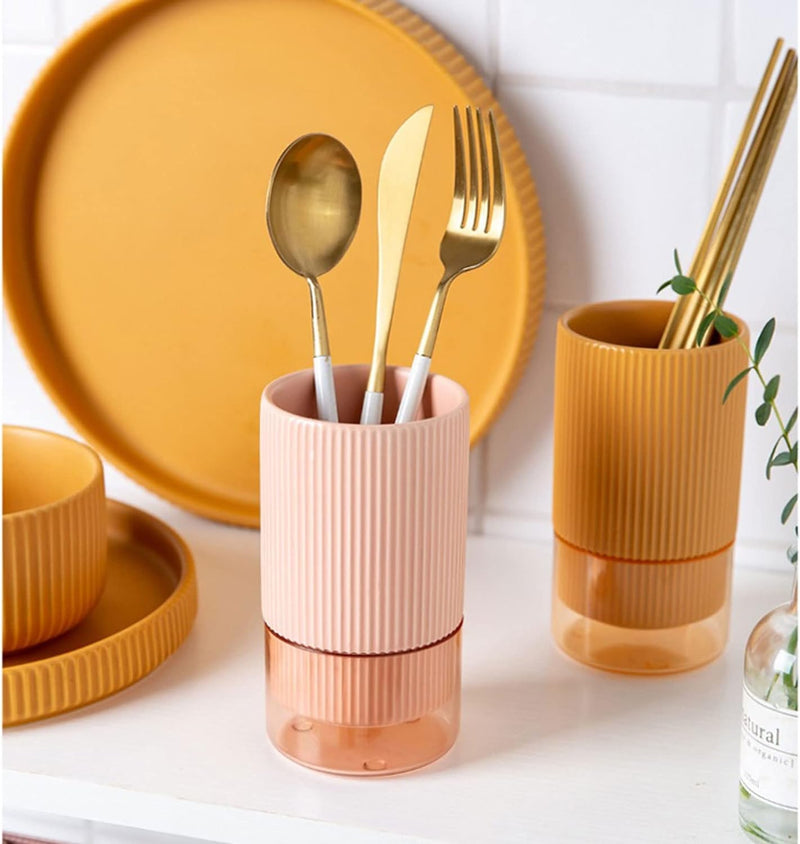 Self Draining Ceramic Chopsticks Cutlery Holder Techmanistan