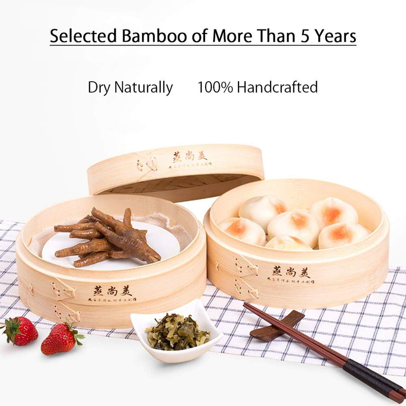 Bamboo Steamer Basket with Lid, 26cm and 30cm