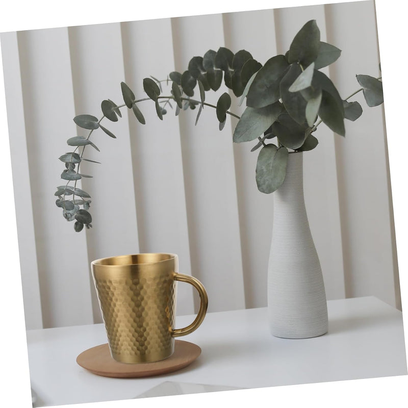 Stainless Steel Hammered Texture Glass with Handle - Coffee Cup