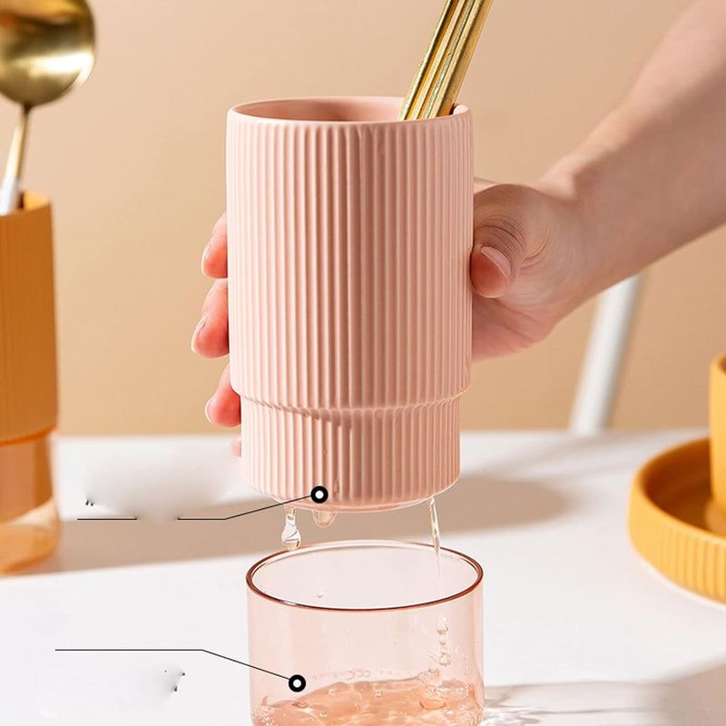 Self Draining Ceramic Chopsticks Cutlery Holder Techmanistan