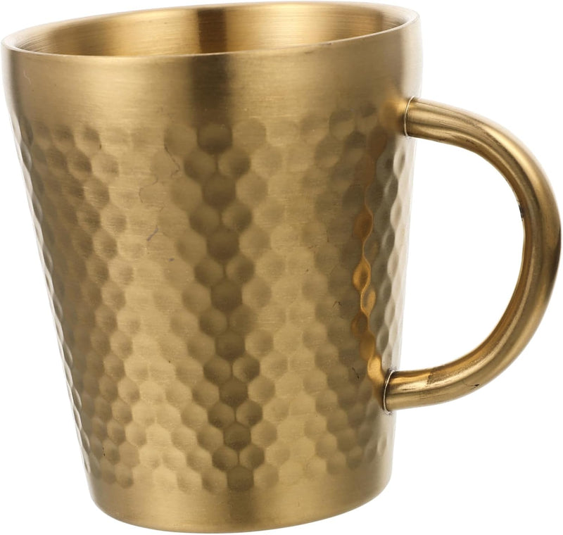 Stainless Steel Hammered Texture Glass with Handle - Coffee Cup