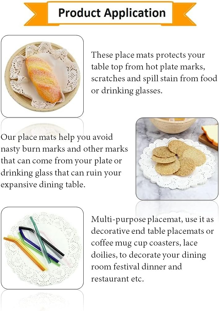 Pack of 100 - Disposable Food Grade Round Paper Doilies Techmanistan