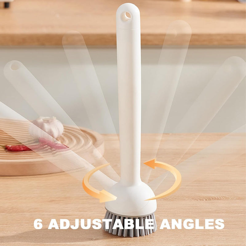 Rotating Long Handle Soap Dispensing Kitchen Brush