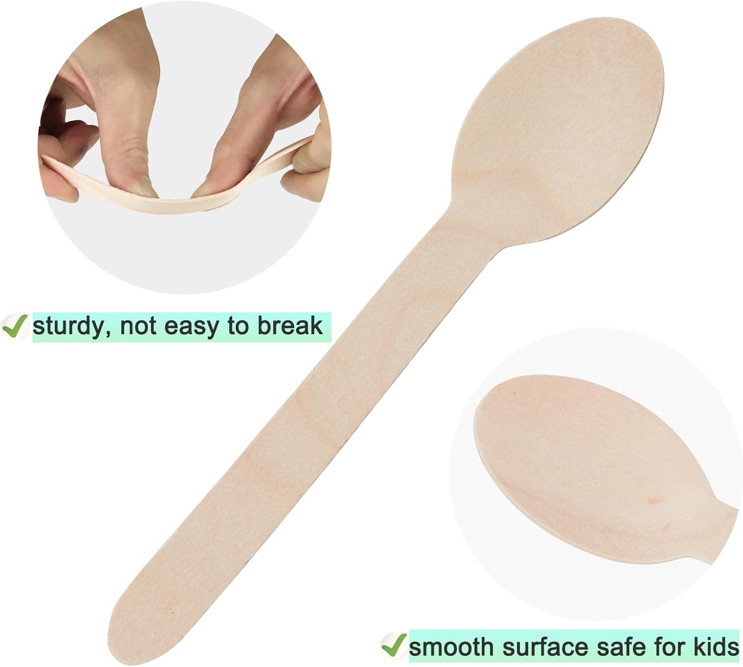 Pack of 36 - Disposable Wooden Spoons Wooden Utensils Techmanistan