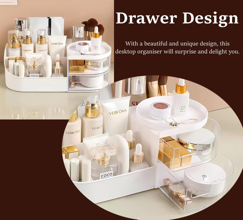 Multi-Compartment Makeup & Cosmetic Organiser with 2 Clear Drawers