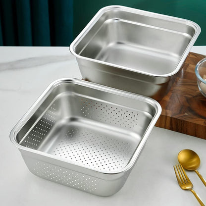 Kitchen Sink Rice Washing Bowl with Strainer Drainer Basket