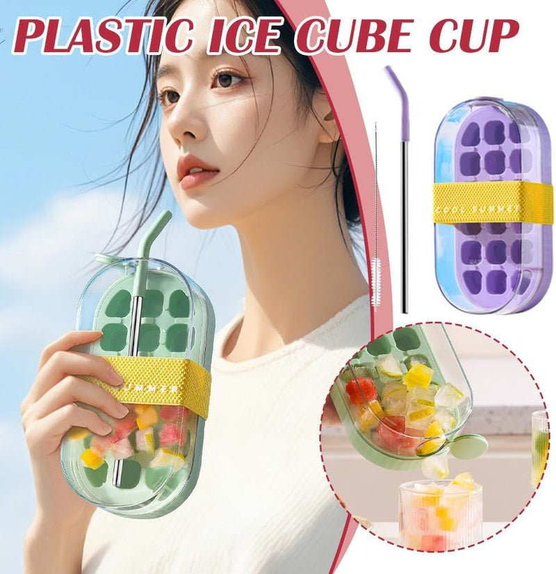 Random Colour - 2 in 1 Ice Cube Bottle Tray - 800ml 24 Cubes Vertical Ice Maker Cup for Freezer