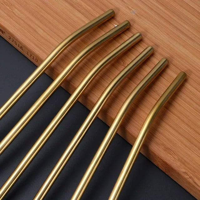 Pack of 6 stainless steel drinking spoon straws