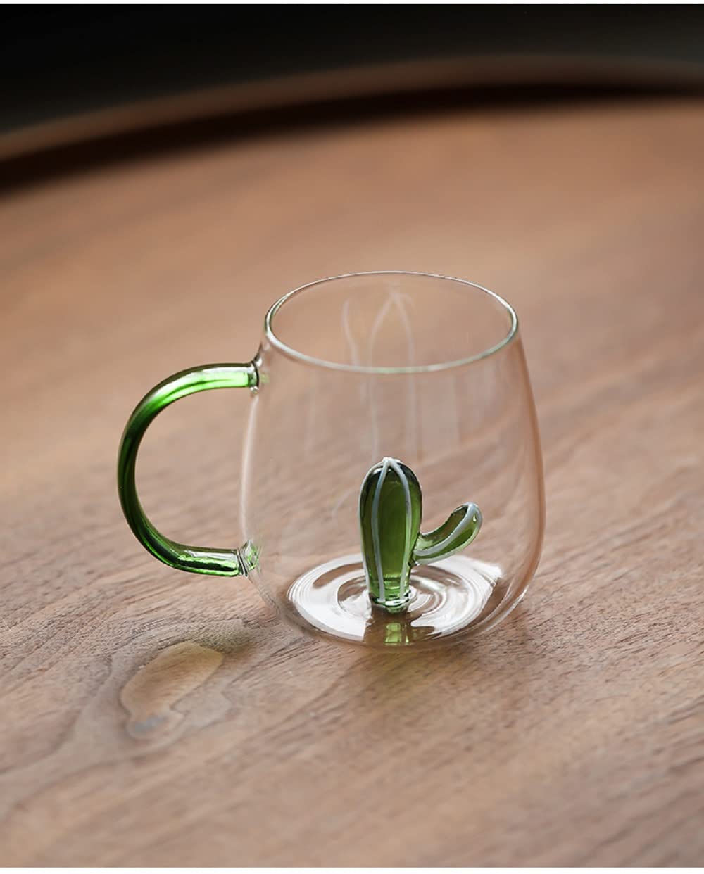 3D Cactus Plant Inside Glass Mug with Handle