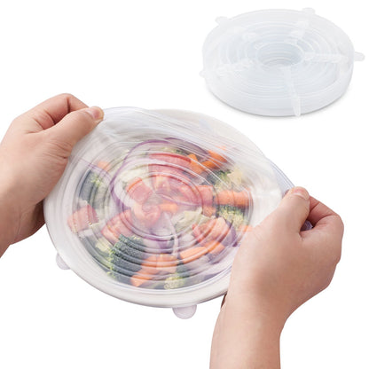 Stretch Lids Reusable Silicone Containers Food Covers Bowl (6 Pcs) - Techmanistan