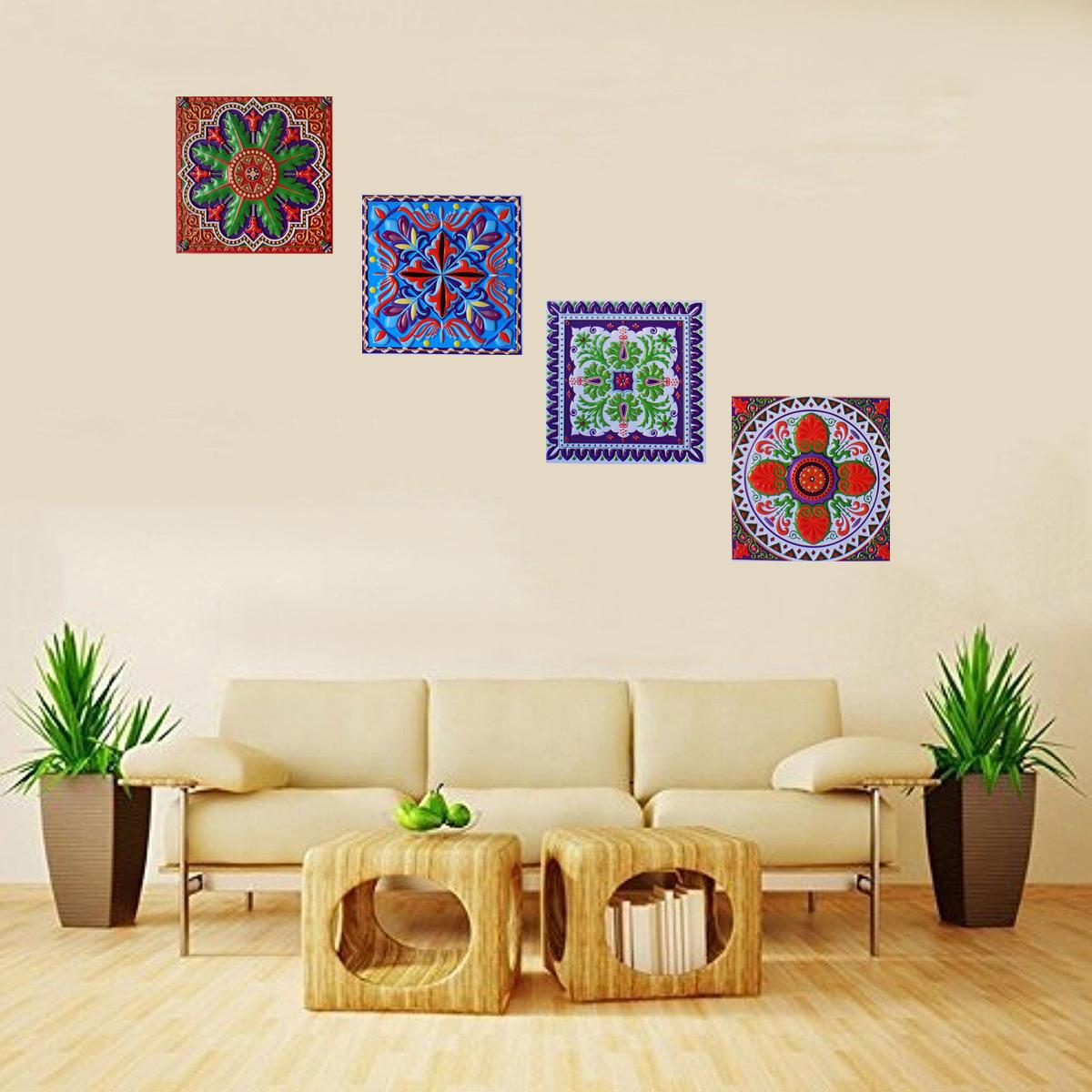 Pack of 4 - 3D Embossed Assorted Truck Art Themed Tiles Sticker (Each Sticker Size: 6x6 Inches) My Store