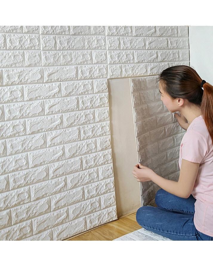 Pack of 12 - 3D Brick Wall Sticker Self-Adhesive Foam Wallpaper Panels