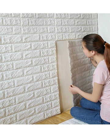 Pack of 12 - 3D Brick Wall Sticker Self-Adhesive Foam Wallpaper Panels