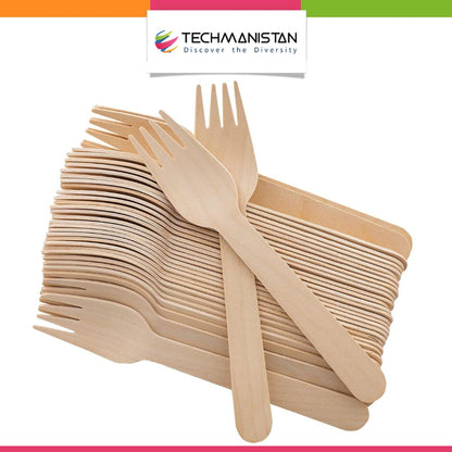 Pack of 36 - Disposable Wooden Forks Techmanistan