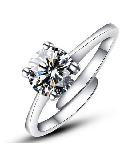 White Saphire Silver Plated Ring for Girls - Techmanistan