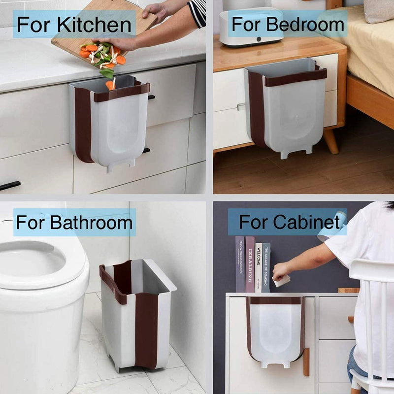 Collapsible Small Hanging Kitchen Trash Can for Kitchen, Mini Foldable Garbage Bin, Indoor Folding Waste Bin, Hanging Trash Holder for Cabinet Bathroom Bedroom Office Car My Store
