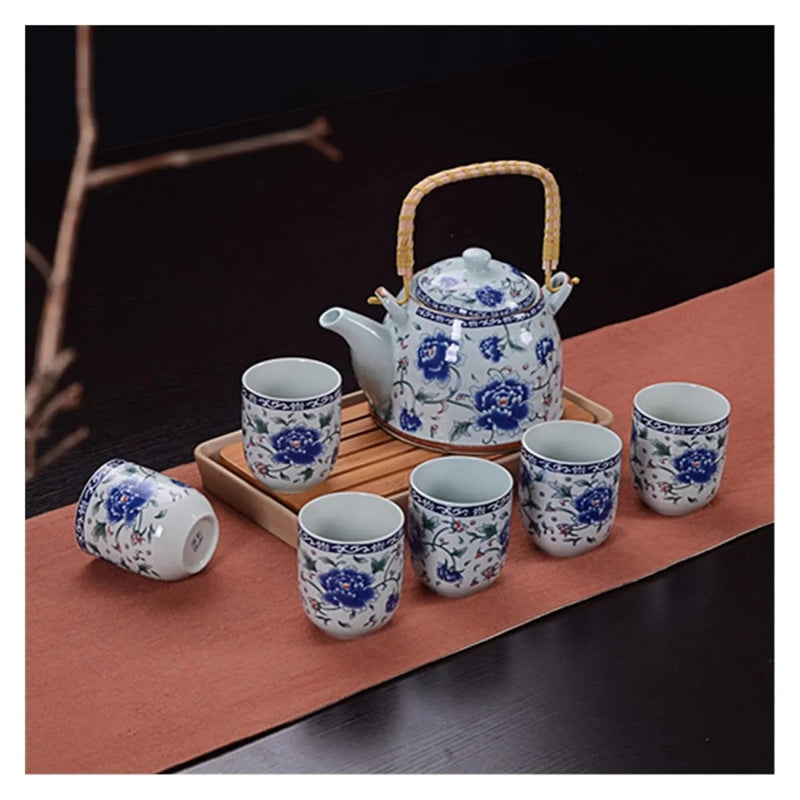 7 Pieces Ceramic Teapot & Cups Set - Random Designs - Techmanistan in Pakistan