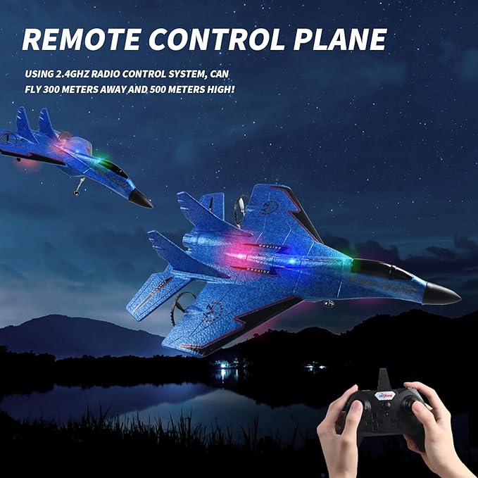 ZY-530 Pro RC airplane with multicolor design and LED lights