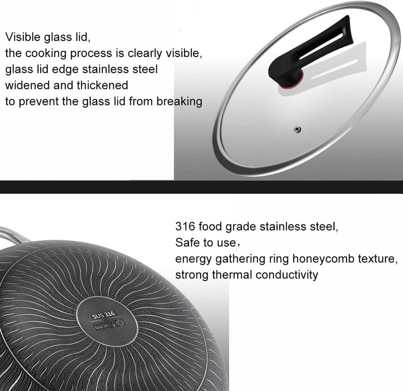 Double Sided Honeycomb Print Laser Coated Wok With Handle & Lid Techmanistan