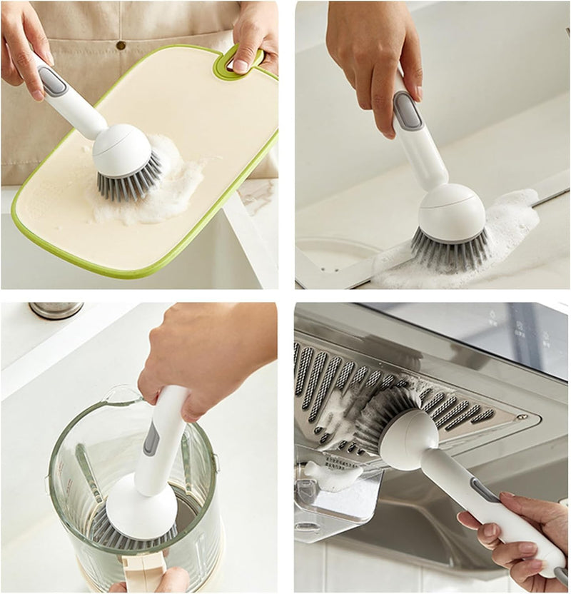 Rotating Long Handle Soap Dispensing Kitchen Brush