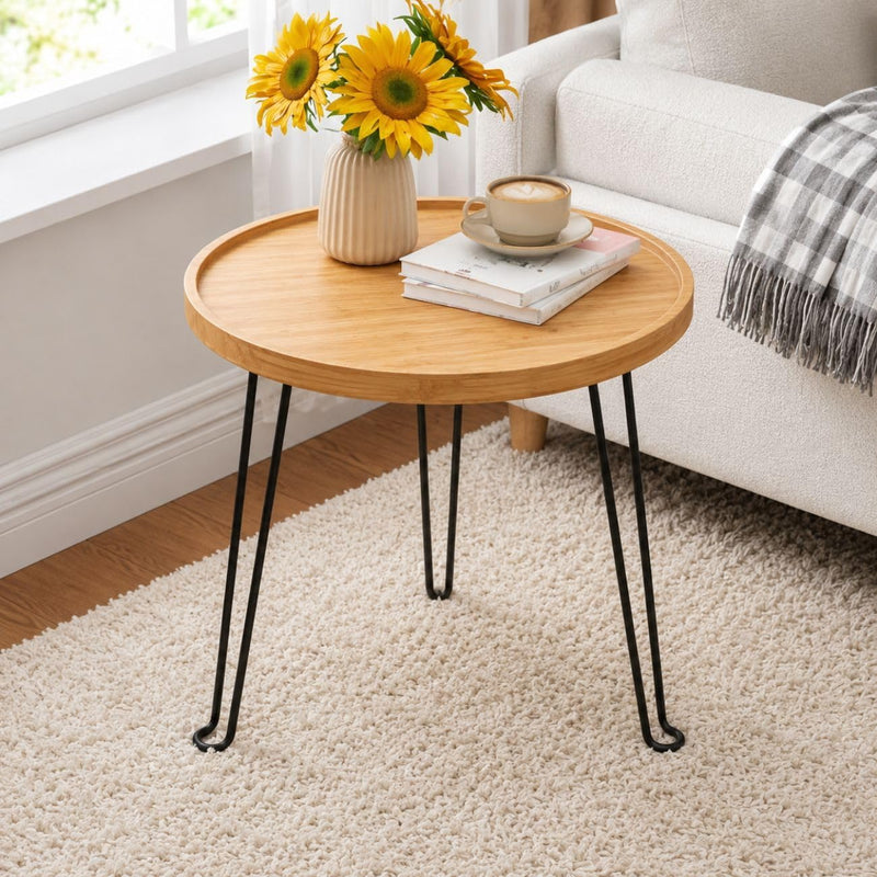 Foldable Wood Coffee Table with Metal Legs