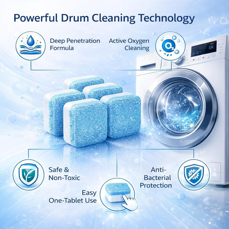 12 Piece - Automatic Washing Machine Cleaning Tablet Blocks
