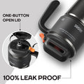 1L Stainless Steel Thermal Mug with Push-button Lid, Straw and Handle