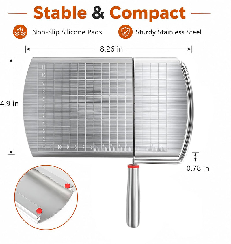 Stainless Steel Cheese Slicer Board with Grid Markings