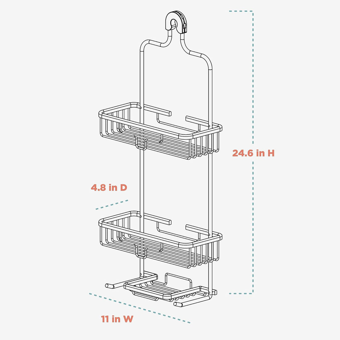 Aluminium Bathroom Organizer Shower Caddy