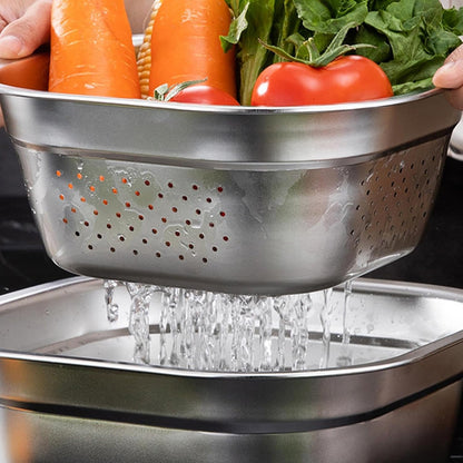 Kitchen Sink Rice Washing Bowl with Strainer Drainer Basket