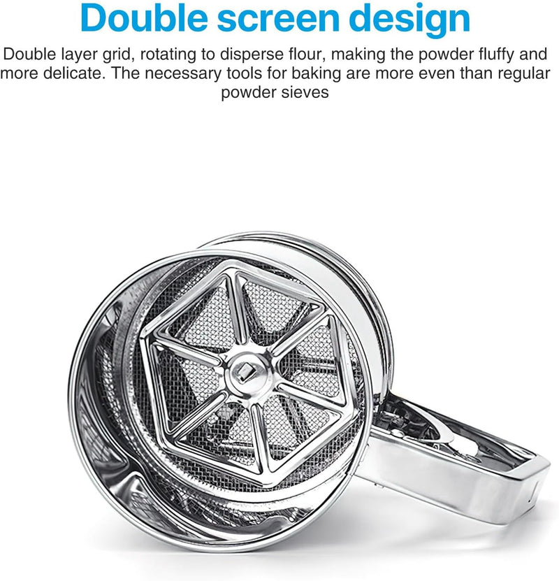 Double Screen Stainless Steel Flour Sifter Cup