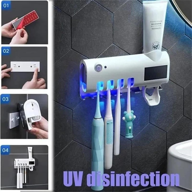 Tooth Brush Sterilizer Cleaner Smart Toothpaste Dispenser
