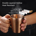 Stainless Steel Hammered Texture Glass with Handle - Coffee Cup