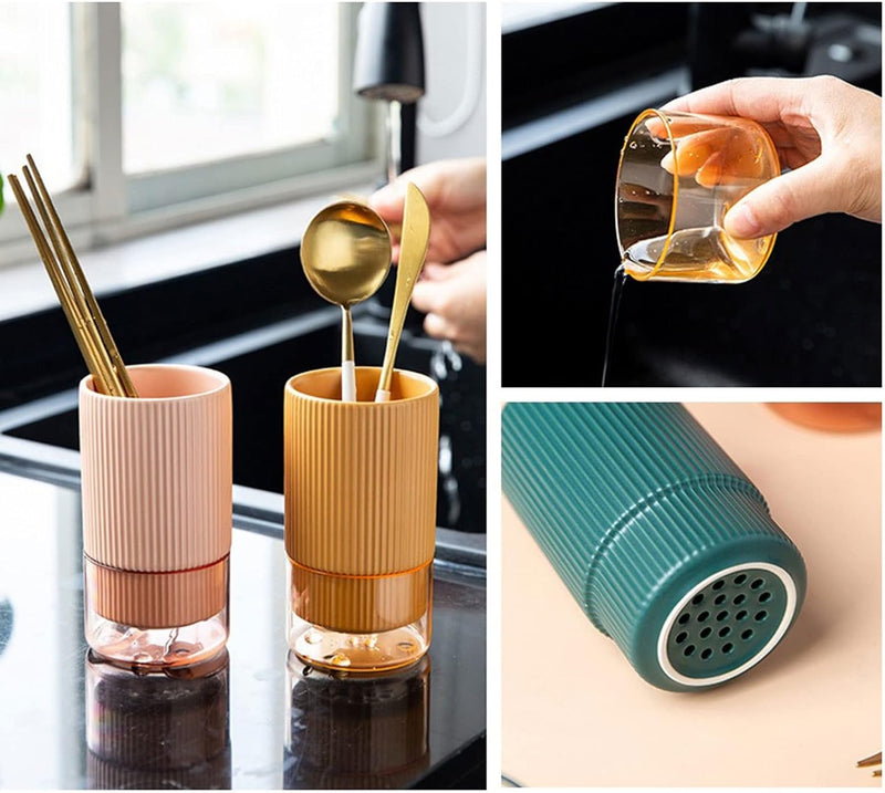 Self Draining Ceramic Chopsticks Cutlery Holder Techmanistan