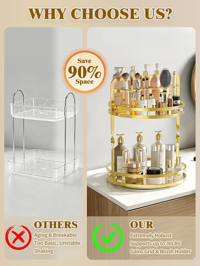 2-Tier Rotating Makeup Organizer